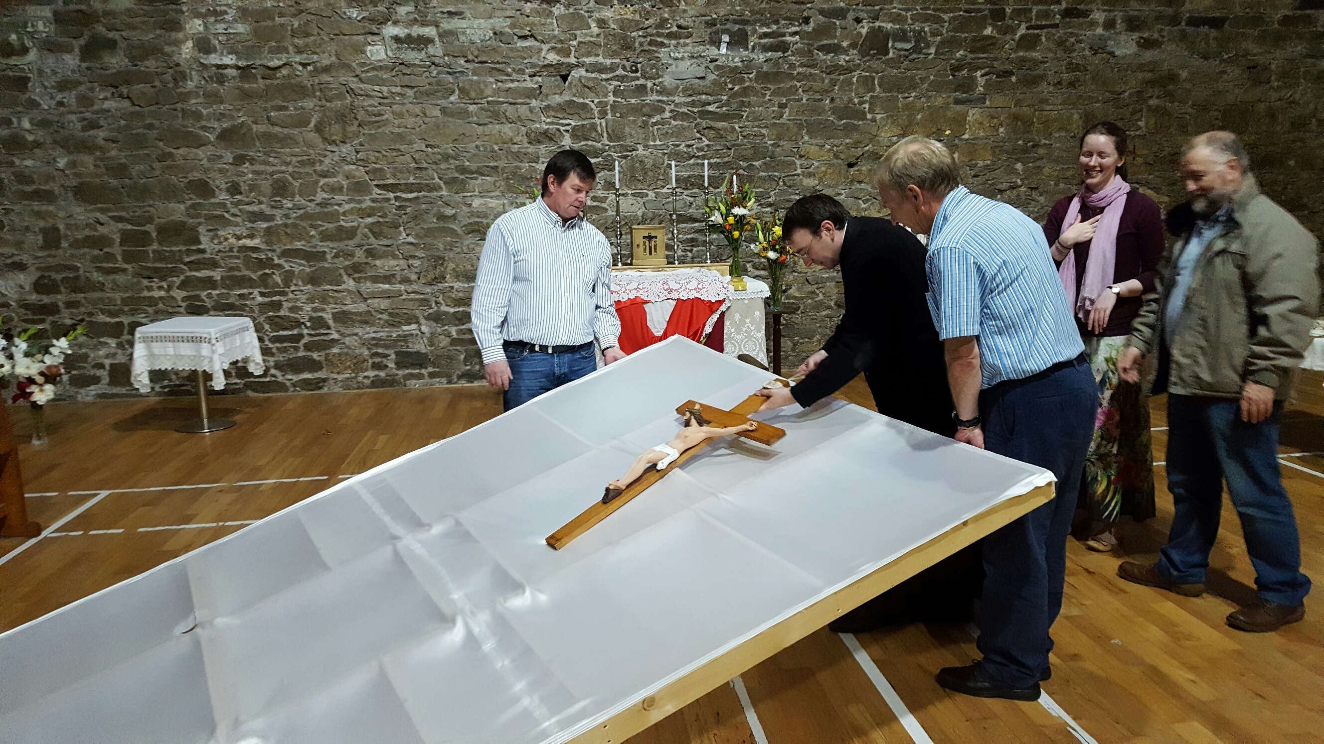 Preparing the barn for the Confirmation Ceremony.